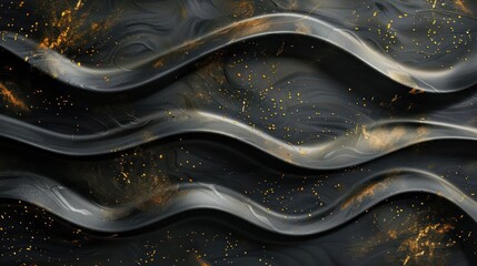 An artistic photograph of a swirling, wavy pattern adorned with gold glitter or dust particles.
