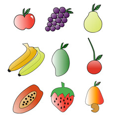 vector images of various fruits with color combinations