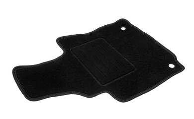 One black car mat isolated on white