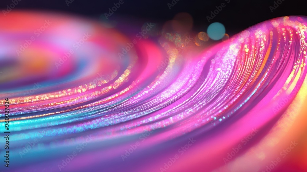Poster a vibrant abstraction of light waves evokes the essence of ai technology during an illuminated night