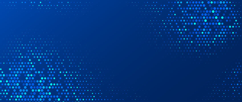 Glow blue hexagon texture. Abstract hexagonal grid gradient background. Navy honeycomb pattern backdrop. Universal business, science, healthcare, medicine, technology, presentation wallpaper. Vector