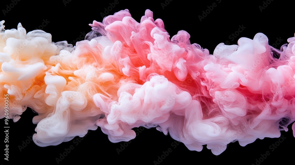 Poster vibrant swirls of colorful ink flow and blend in water, creating a mesmerizing visual effect against