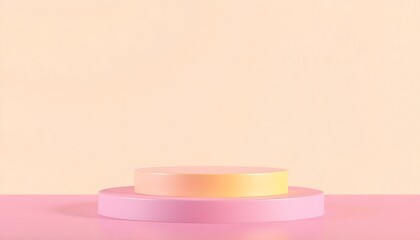 Pink and yellow podium pedestal with matte color background. Style-82