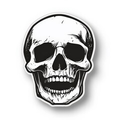 Obraz premium Simple skull sticker, clean lines, minimalist design, black and white