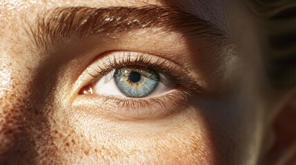 Close Up of a Blue Eye with Freckles