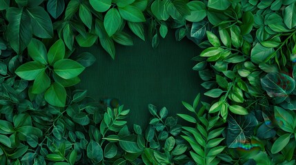 Green Leaves Frame Border Nature Background