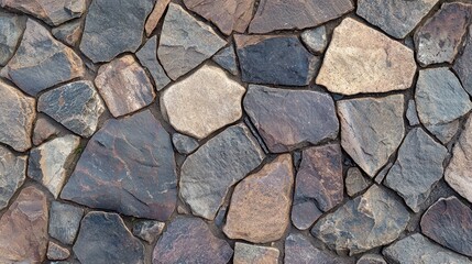 Obraz premium Stone Wall Texture Irregular Shapes Close Up Rough Surface Gray Brown Tones