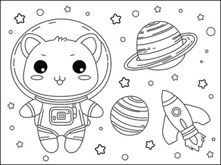 astronaut coloring page for children vector illustration