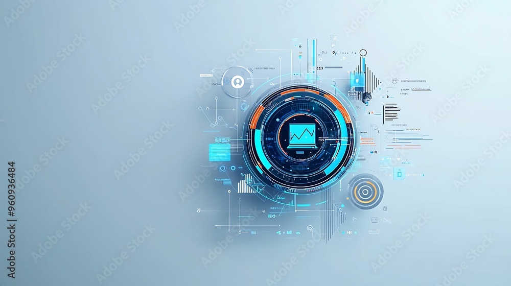 Poster data analysis of web traffic trends in colorful watercolor style on soft pastel background