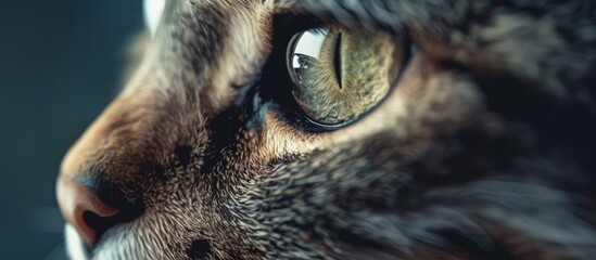 Close Up Portrait Cute Cat Looking At Camera