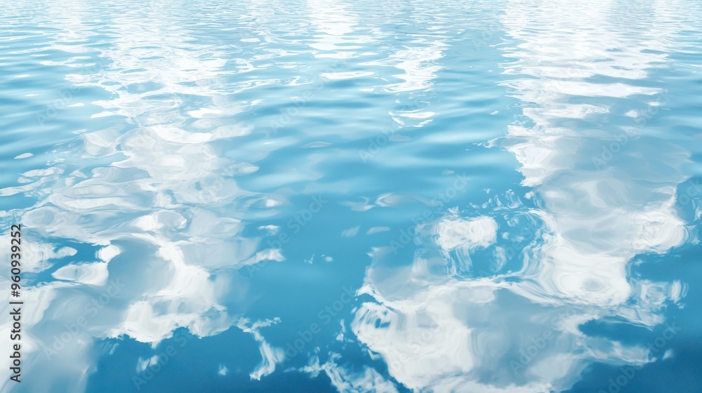 Poster abstract water surface with clouds reflection