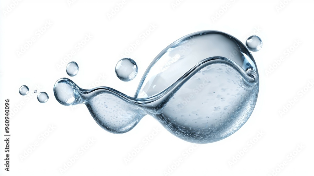 Poster a splash of water with bubbles floating in it