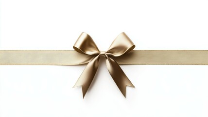 A gold ribbon bow is shown on a white background