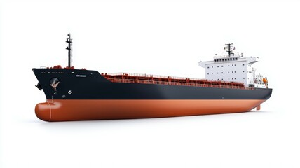 A large ship with a white stripe on the side