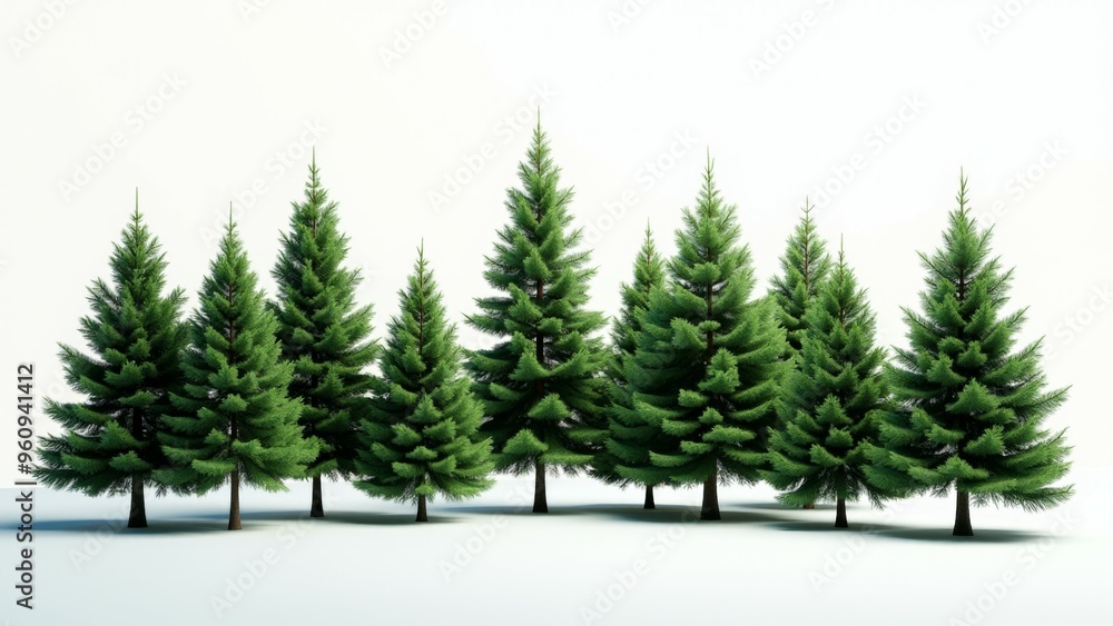 Poster a row of trees with a white background