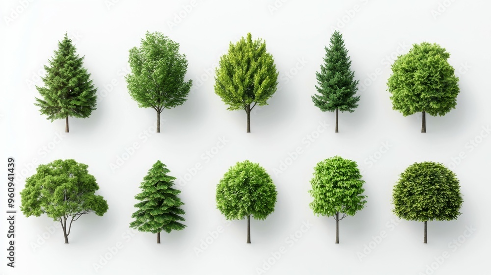Poster a collection of trees in various sizes and shapes