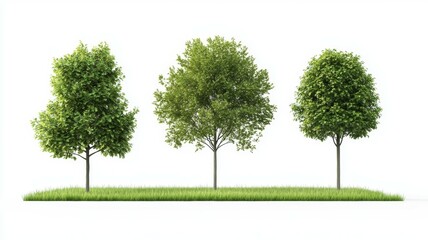 Three trees are shown in a row, with the middle tree being the tallest
