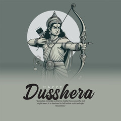 Happy Dussehra and Subh Vijayadashami with ravan dahan social media post banner template

