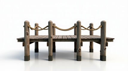 Naklejka premium A wooden bridge with rope tied to it