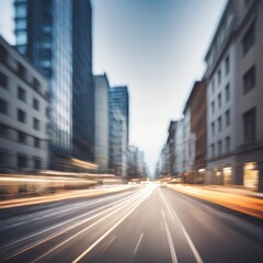 Dynamic City Street with Motion Blur of Cars
