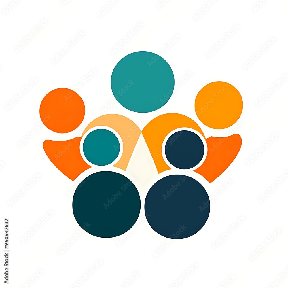 Poster Abstract Illustration of Interconnected Circles Representing Teamwork and Collaboration