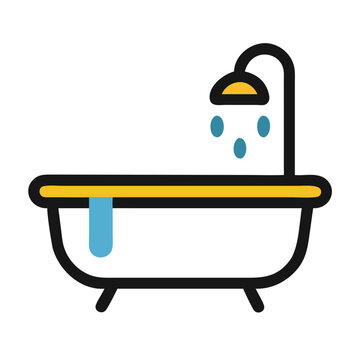 recommend clip art: Minimalist Icon of a Bathtub with Showerhead for Bathroom and Hygiene