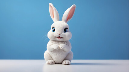 Obraz premium Cute White Bunny with Blue Eyes