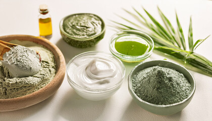 green cosmetic arrangement
