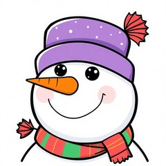A snowman with a carrot nose and scarf.