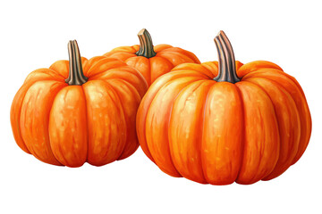 Obraz premium Illustration of Three Fresh Orange Pumpkins