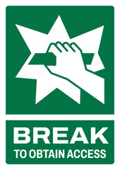 Obraz premium ISO emergency and first aid safety signs text variation_break to obtain access size a4/a3/a2/a1 
