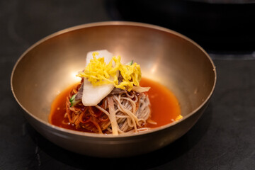 Korean representative dish, spicy bibim naengmyeon