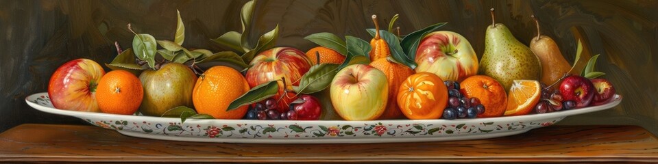 Mixed Fruit Bowl with Apples, Oranges, and Pears