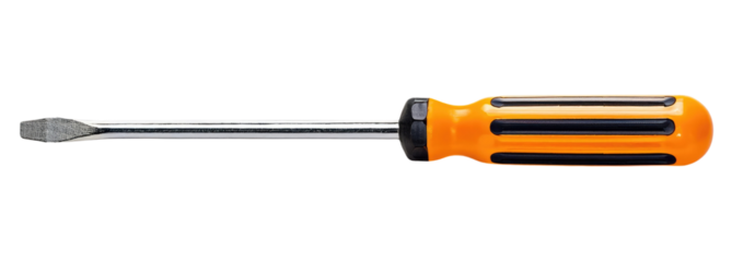 Orange and Black Screwdriver Isolated on Transparent Background.