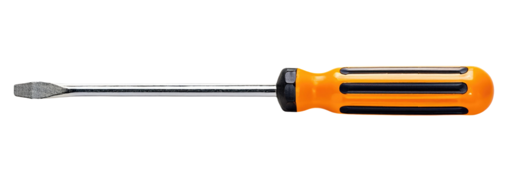 Orange and Black Screwdriver Isolated on Transparent Background.