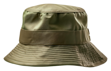 Green Bucket Hat Isolated on Transparent Background.