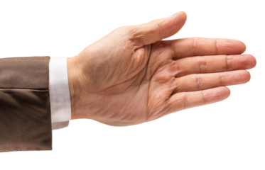 Open Hand Gesture of a Man in a Suit.