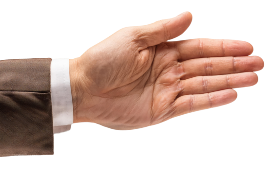 Open Hand Gesture of a Man in a Suit. - Powered by Adobe