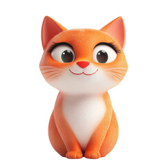 Cute Animated Orange Cat With Big Eyes and Smiling Expression