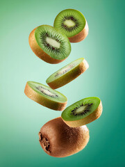 kiwi fruit on green background