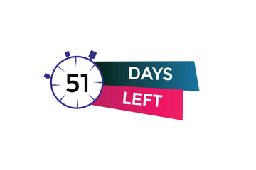 51 days left, icon, stile, timer, countdown, clock, time,  background, template, 51 days left, countdown, sticker, left banner, business, sale, label button
