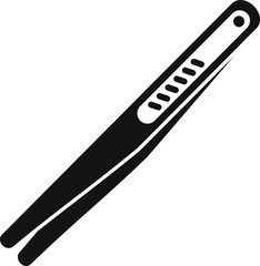 Simple icon of tweezers with serrated arms for precision holding of small objects