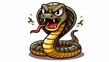 Fototapeta premium An angry cobra snake in cartoon style. A hissing cobra snake in cartoon style.