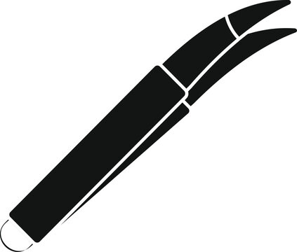 recommend clip art: Black simple vector icon of a pair of tweezers for eyelash extensions