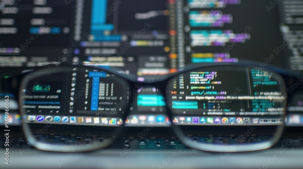 Poster code through glasses: a computer screen viewed through eyeglasses