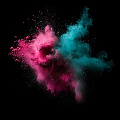 Fototapeta premium Pink and Blue Powder Explosion on Black Background.