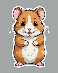 Cute cartoon hamster with big eyes and a big smile.