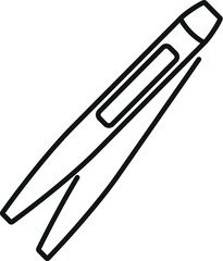 Outline drawing of professional cosmetic tweezers for eyebrow correction, beauty salon equipment