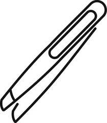 Simple black and white line drawing of a pair of metal tweezers with a rectangle in the middle, useful for beauty and makeup concepts