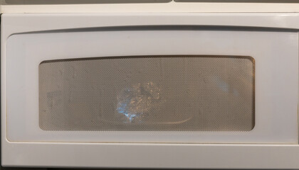 Demonstrating picture of the danger of a food foil in microwave can start a fire
